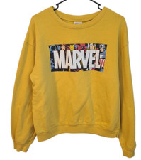 Marvel Yellow Sweatshirt Youth M 7-9 Logo Comics Graphic Print Super Heroes