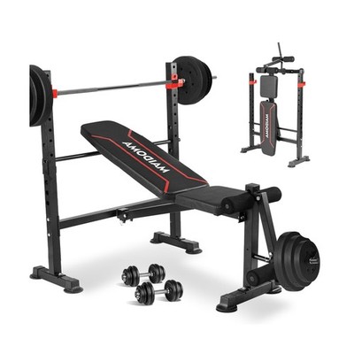 MAIDOMA 750LBS Adjustable Weight Bench Set for Full Body Workout, Foldable Be...