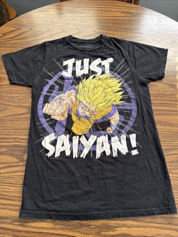 Dragon Ball Z T Shirt Mens Small Black Just Saiyan Short Sleeve Anime Goku