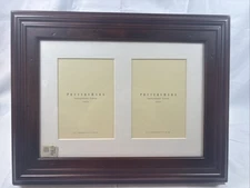 Pottery Barn Tuscan Mahogany Hampstead Frame for 2) 5 x 7" Photographs, no box