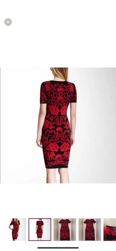 Cynthia Steffe Briella Sleeveless Navy Pink Floral Knit Sheath Dress Size Small - Image 2 of 4