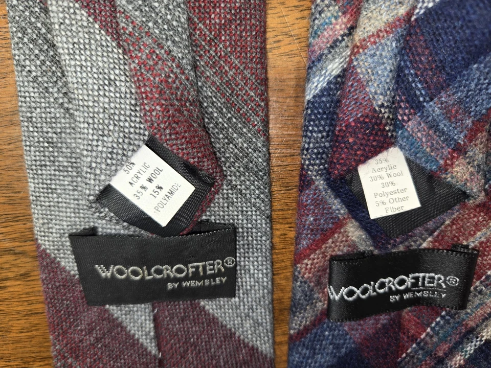 2 corbatas vintage Woolcrofter de Wembley mezcla de lana para hombre a cuadros y rayas Foto 4 de 4