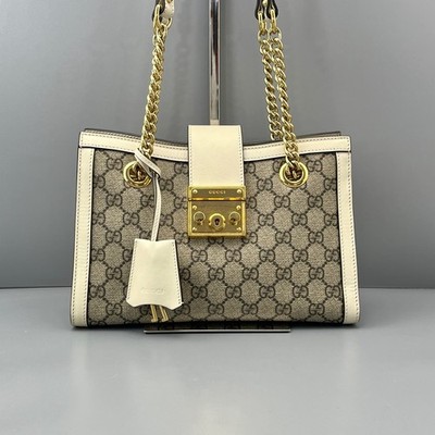 Gucci Padlock Small Beige White Canvas Leather Shoulder Crossbody Bag Duty Paid
