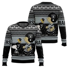 Snoopy And Charlie Brown Las Vegas Raider Ugly Sweater All Sizes