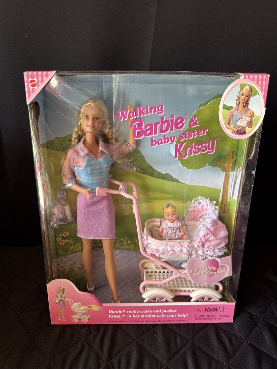 1999 Walking Barbie & Baby Sister Krissy Play Set W/ Baby Buggy | eBay