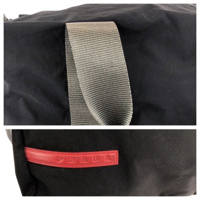 Prada Sports Boston Duffle Bag Black Gray Silver Hardware