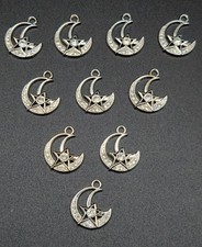 10x Alloy & Rhinestone Lunar Celestial 1 Star Crescent Moon Charms 19 x 15 mm 