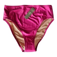 J. CREW S Bikini Bottom High Waist Radiant Fuchsia High Leg Medium Cover NEW NWT