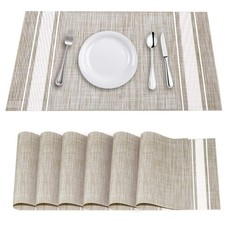 Table Mats Set of 6 Crossweave Woven Vinyl Placemats Heat Resistant Non-Slip ...