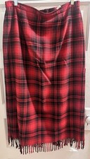 Vintage Requirements Midi Skirt Women's 16 Wool Plaid Fringe Lined USA