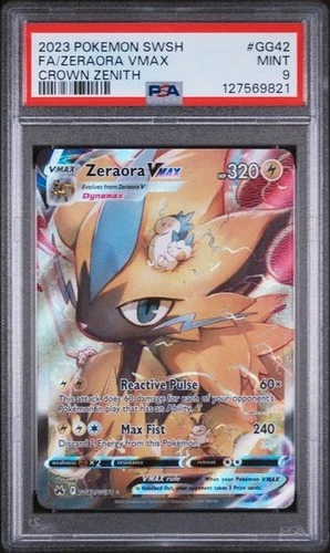 2023 POKEMON SWORD & SHIELD CROWN ZENITH #GG42 FULL ART/ZERAORA VMAX PSA 9