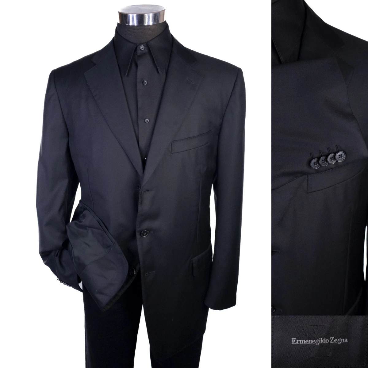 Ermenegildo Zegna Three-Button Black Suits & Blazers for Men for