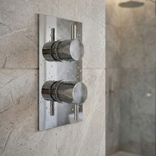 Concealed Thermostatic Shower Mixer Valve 2 Outlet 2 Round Handles WRAS
