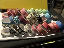 Lot of 35 Rolls of WASHI TAPE - All NEW or Barely Used!! Red Blue Green Misc!!!