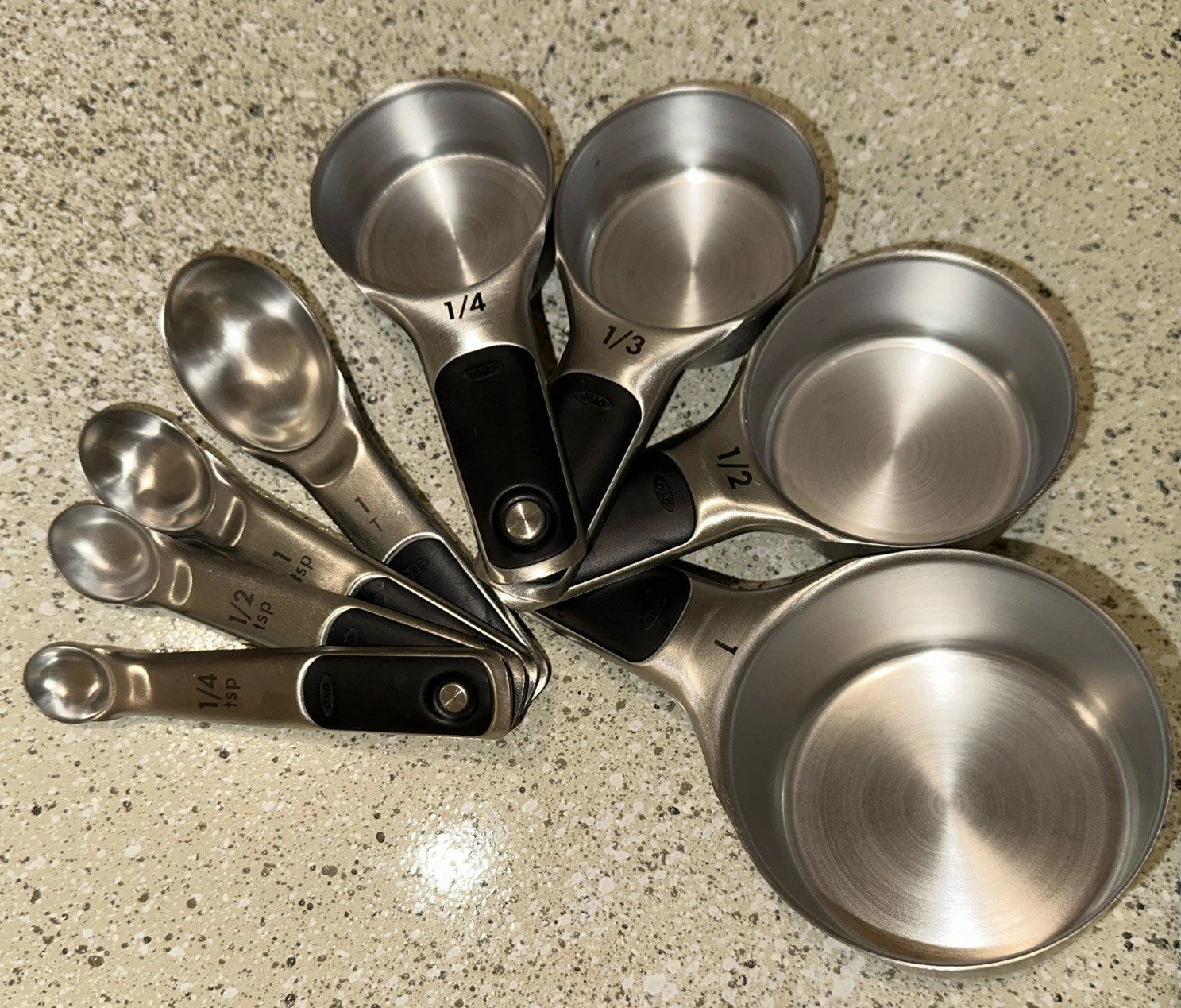 OXO Stainless Steel Measuring Cups and Spoons Set 8 piece Magnetized Handle