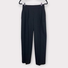 Carolina Herrera Virgin Wool Black Dress Pants Hi-Rise Wide Leg & Light XS/0