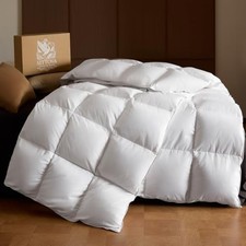 Goose Down Fiber Comforter California King   All-Season CaliforniaKing White