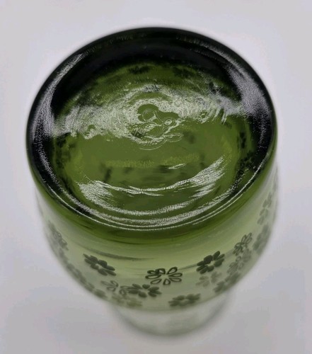 Vintage Libbey Green Drinking Glasses Tumblers Spring Blossom Crazy Daisy Lot x4 - Picture 6 of 6