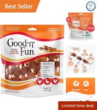 Dental Health Triple Flavor Chews for Dogs - Natural Rawhide Treats, 24 Oz