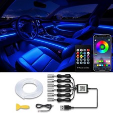 Jushope Car LED Strip Lights, USB Interior Ambient Lighting Kits 6 in 1, RGB