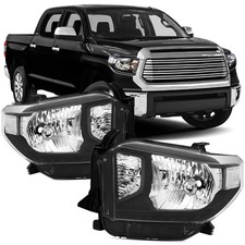 Headlights Assembly Compatible with 2014-2017 Toyota Tundra Black Housing Clear