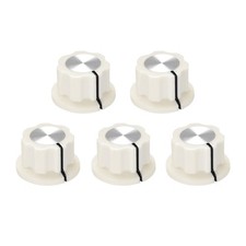 5pz Manopole Rotanti Controllo Potenziometro Foro Albero 6,4mm Effetto Pedale Pomello Crema