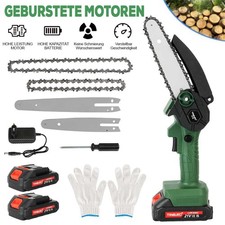 2 Batteries 6'' 8'' Mini Cordless Chainsaw Electric One-Hand Saw Wood Cutter