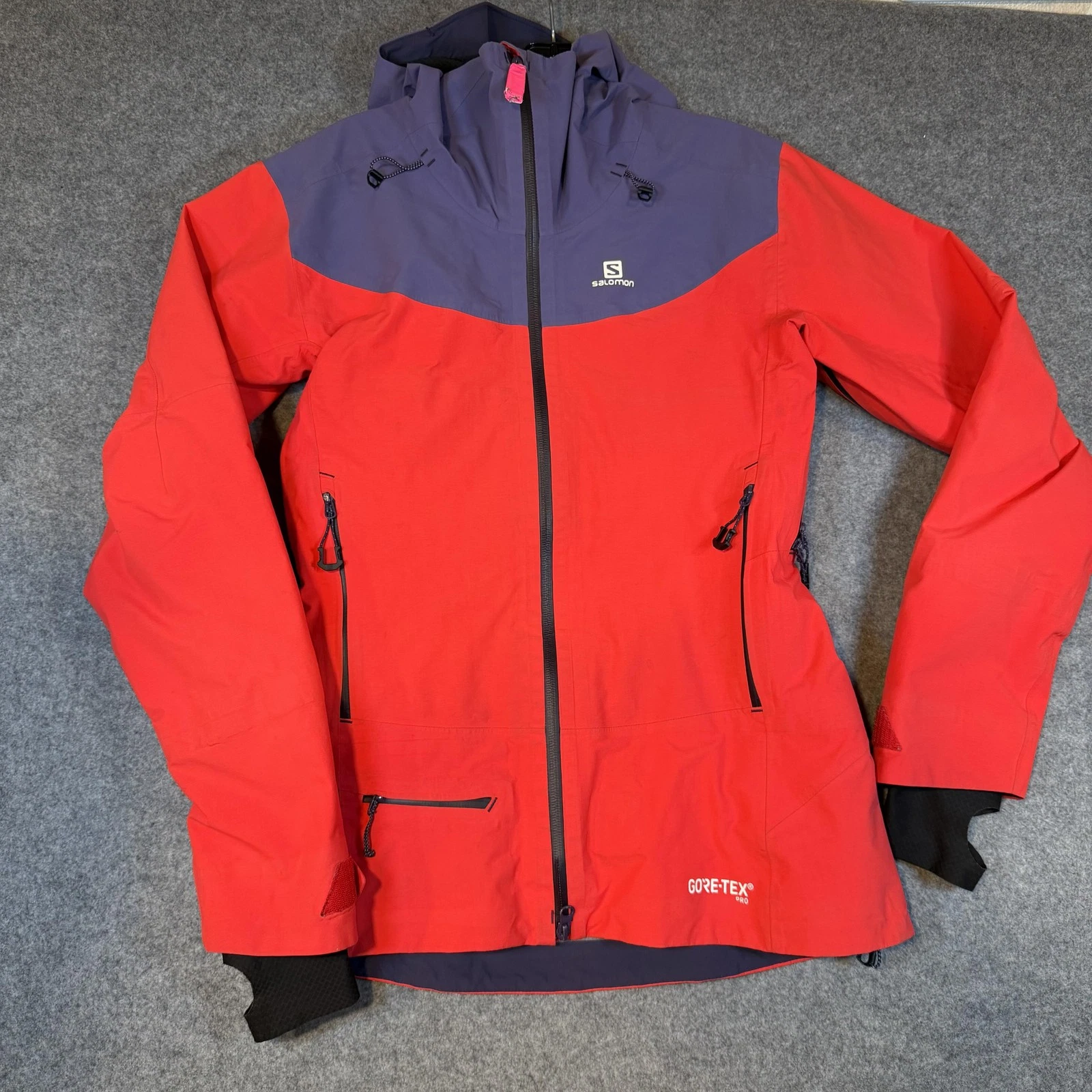 Salomon Jacket Women’s Medium Red GORE-TEX Pro Hooded Ski Waterproof Shell