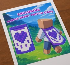 Purple Heart Cape 🟪 Minecraft Twitch Cape Java & Bedrock 🟪 Instant Delivery ✅