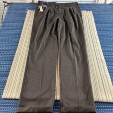 Roundtree  Yorke Traveler SMART Pants Mens 38x34 Gray Pleated Stretch Waist