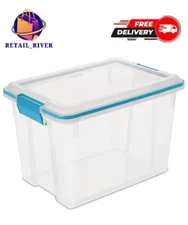 Sterilite 20 Qt. Clear Gasket Storage Box, Blue Latches with Clear Lid