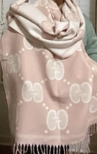 Thick Warm Winter Scarf Luxury Design Peach Print  Women Cashmere  Shawl 79x23