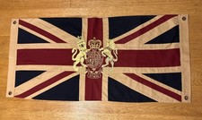 Union Jack Flag with Gold Embroidered Crest 109x50cm Thick Woven Magic