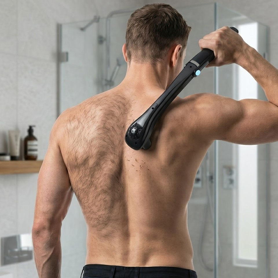 Black Electric Back Shaver for Men Durable Reusable Body Hair Remover ...