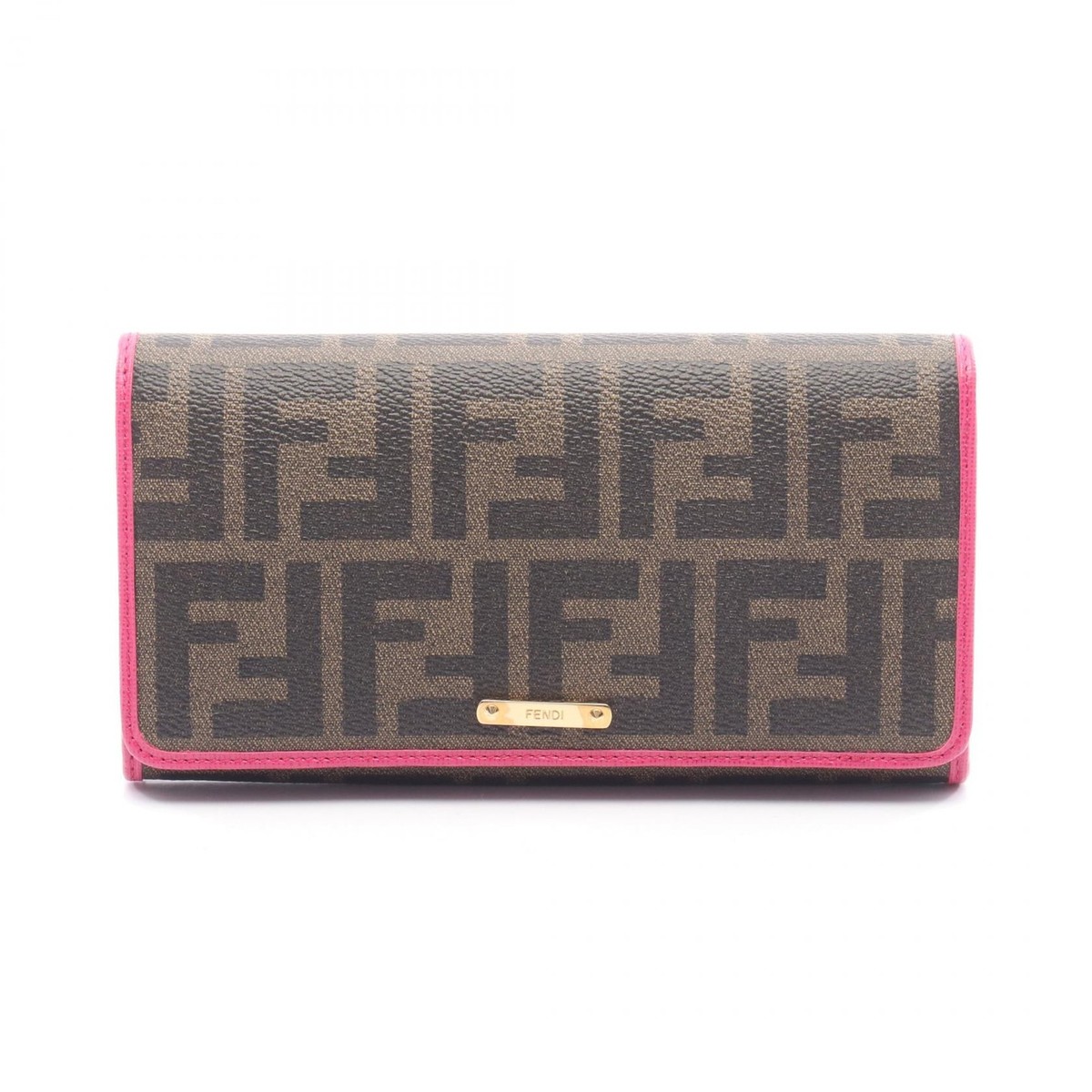 FENDI Zucca Bifold long purse wallet 8M0298 canvas leather Brown
