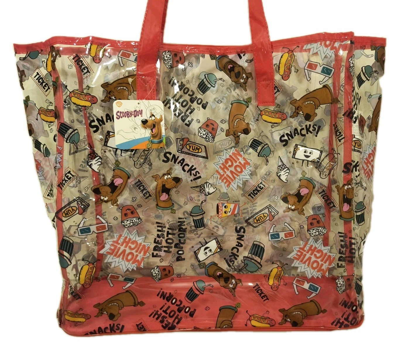SCOOBY-DOO SNACKS RED CLEAR TRANSPARENT Reusable Tote/Shopping/Gift Bag🆕🆓Ship!