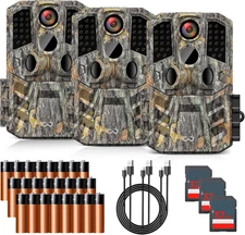 Trail Camera 3 Pack 36MP 1920P HD Game Camera with SD Cards, 0.2S Trigger Time I