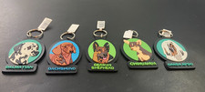 VTG SWIBCO Dog Keychains Etched Rubber Keyring Souvenir 90's Set-5 w/Tags