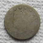 1885 Liberty V Nickel Early Rare Key Date Full Date Well Worn Hole Filler