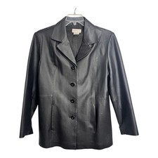 Vintage TRIBECA Studio Genuine Black Leather Jacket Women  s Size Large