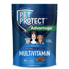 Pet Protect Dog Multivitamin Vet-Formulated DVM Daily Soft Chews Health 120 Coun