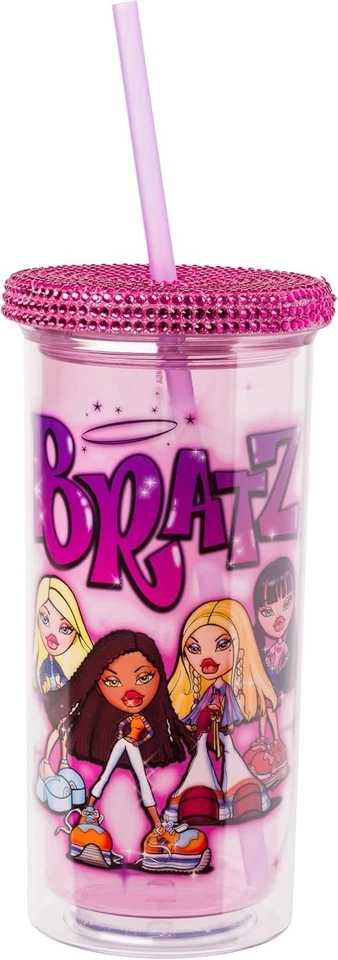 Bratz Featuring Cloe, Yasmin, Jade, and Sasha Plastic Tall Cold Cup with Rhin... - Image 2 of 4