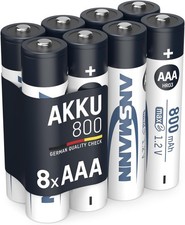 ANSMANN AAA Size Batteries [Pack of 8] Long Lasting Precharged Rechargeable AAA