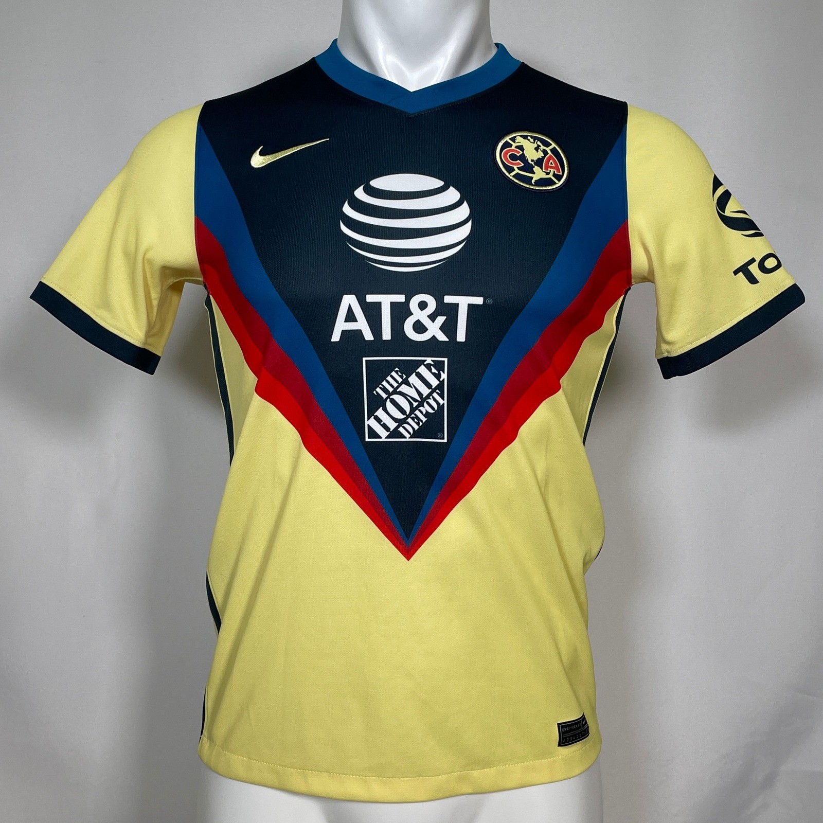 Club América Soccer Nike Dri-FIT Navy Red Yellow 2020-21 Home Jersey Youth XL