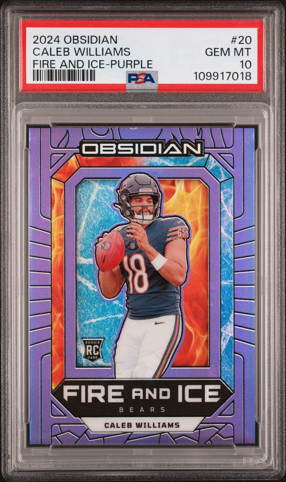 Caleb Williams Panini Obsidian Fire and Ice #20 Purple