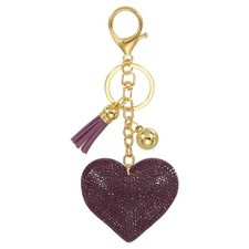 Rhinestone Keychain, Heart Shape Keychain Key Fob Charm Car Keys, Purple