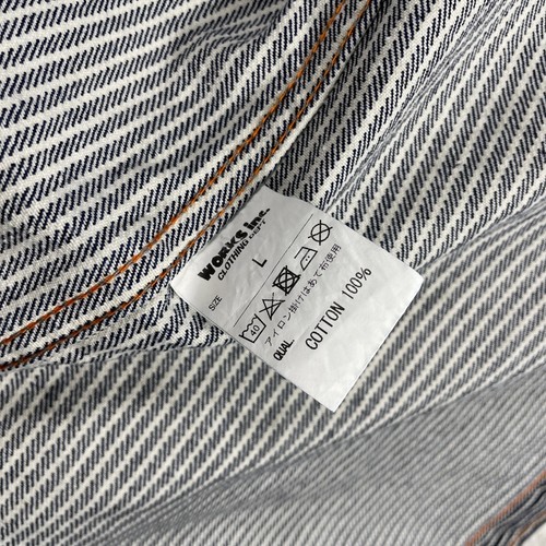 Iron Heart Shirt Mens Large 12 oz Hickory Stripe Western Pearl Snap Indigo - Picture 6 of 15