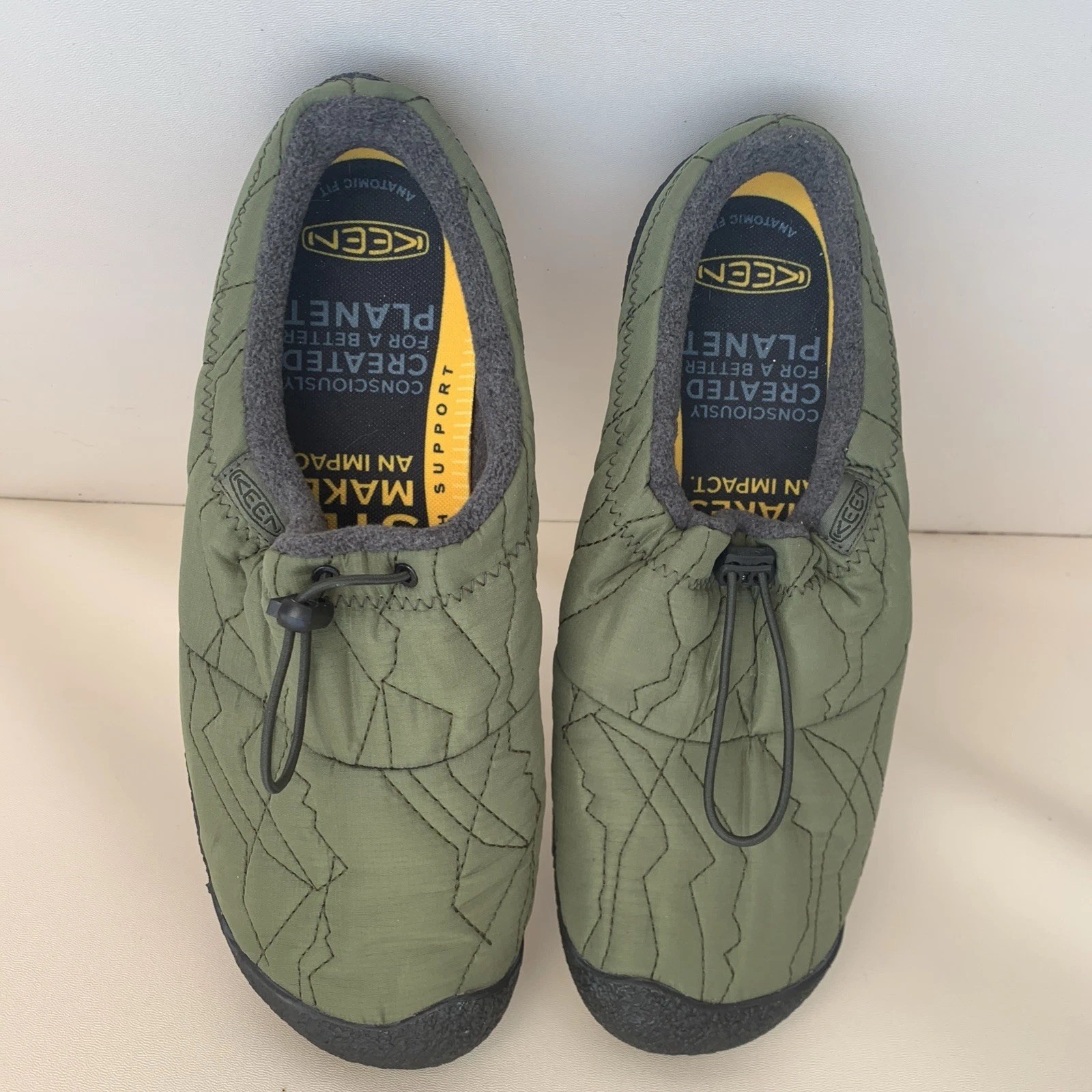 Keen Hou 3 Slide Scarpe Morbide Ciabatte Slip on Pizzo Nylon Verde Tg 13 Uomo