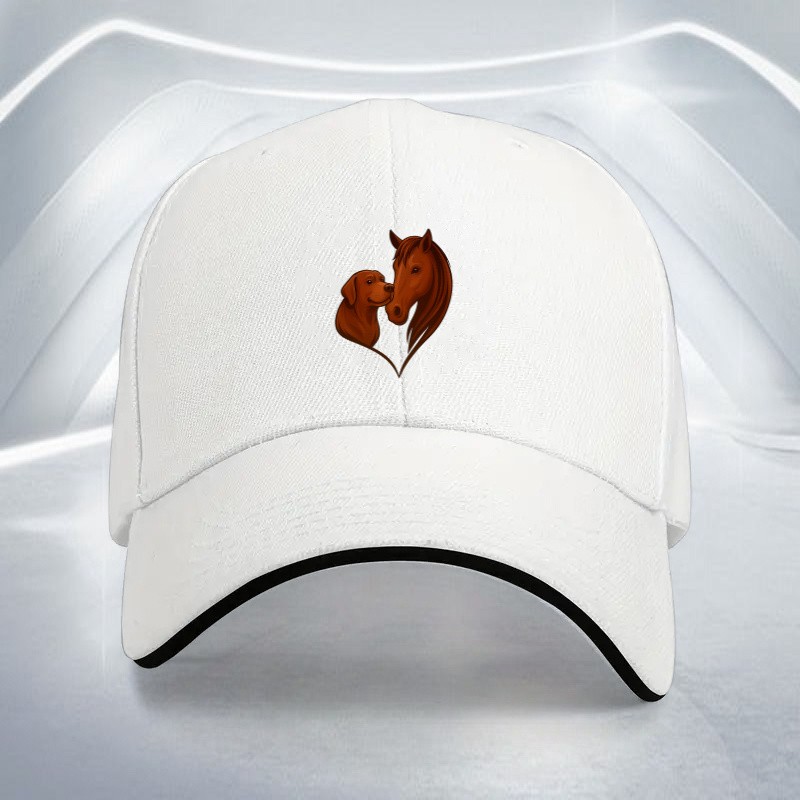 1pc,Horse and Dog Pattern Adjustable Sandwich Baseball Cap,Lightweight Polyester