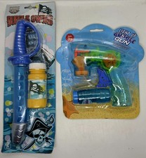 Brand New LOT of 2 Light up Bubble Gun and Bubble Pirate Sword Toy Gift